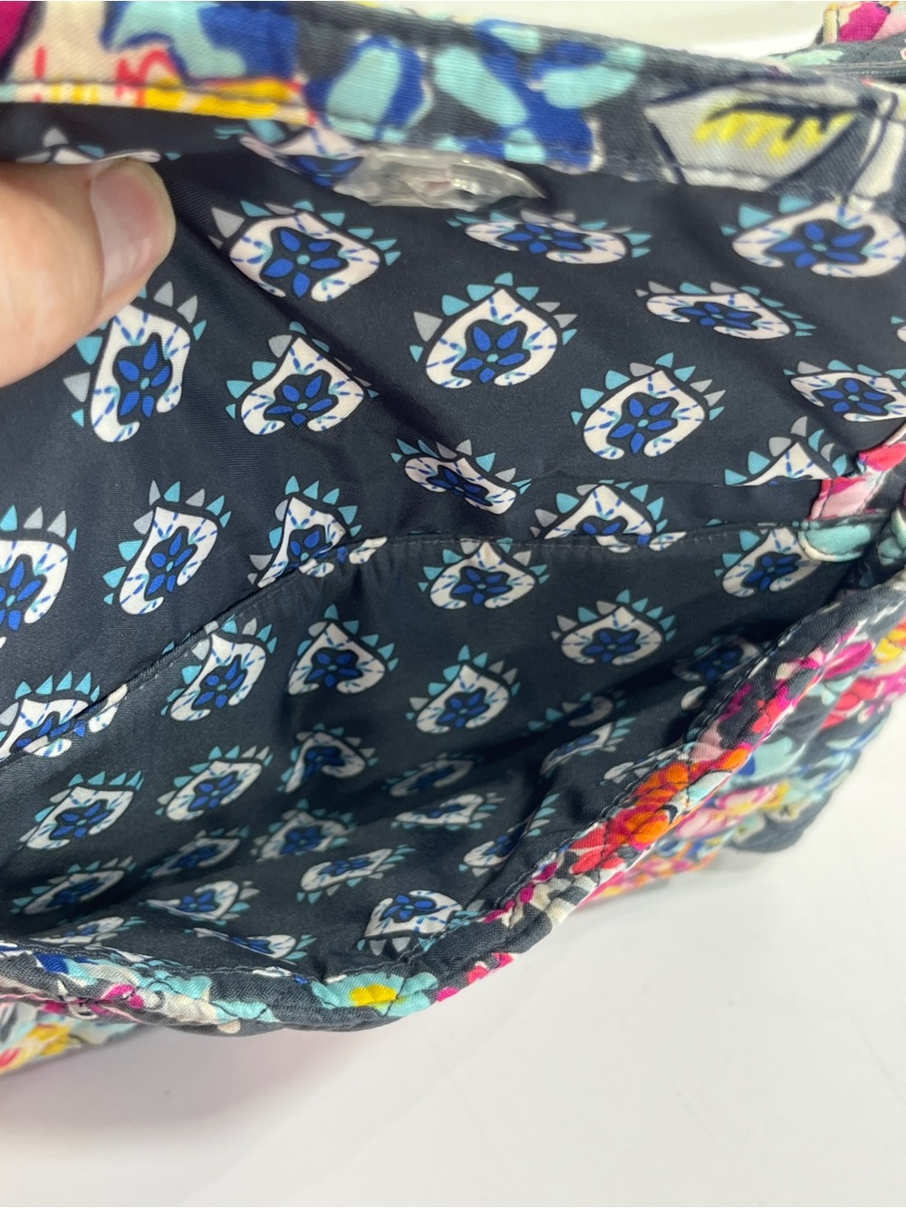 Vera Bradley Quilted Floral Shoulder Tote in Navy - Picture 7 of 16